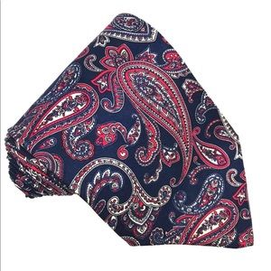 Red White Blue Paisley Silk Tie
